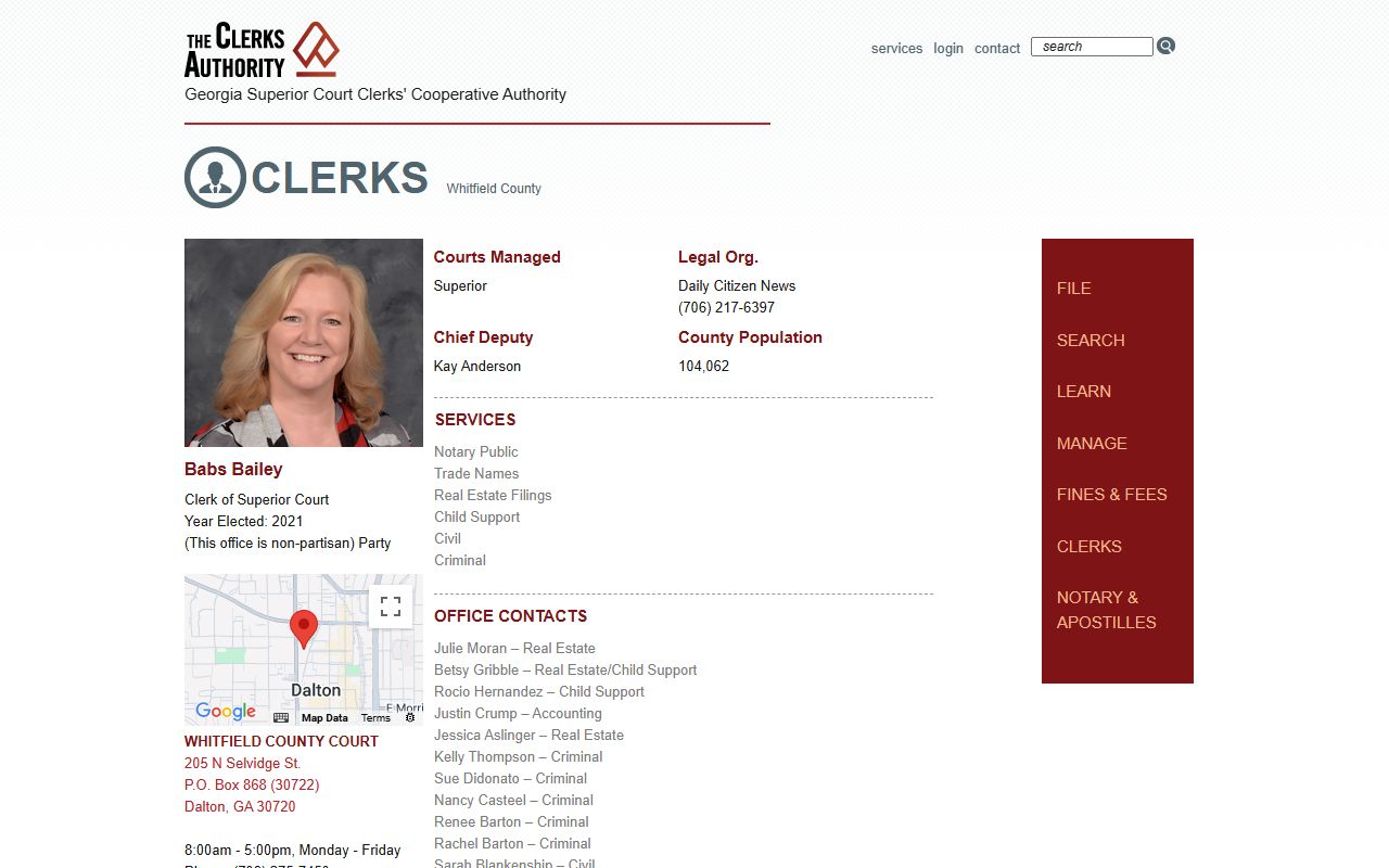 Whitfield County Clerk of Superior Court GSCCCA profile