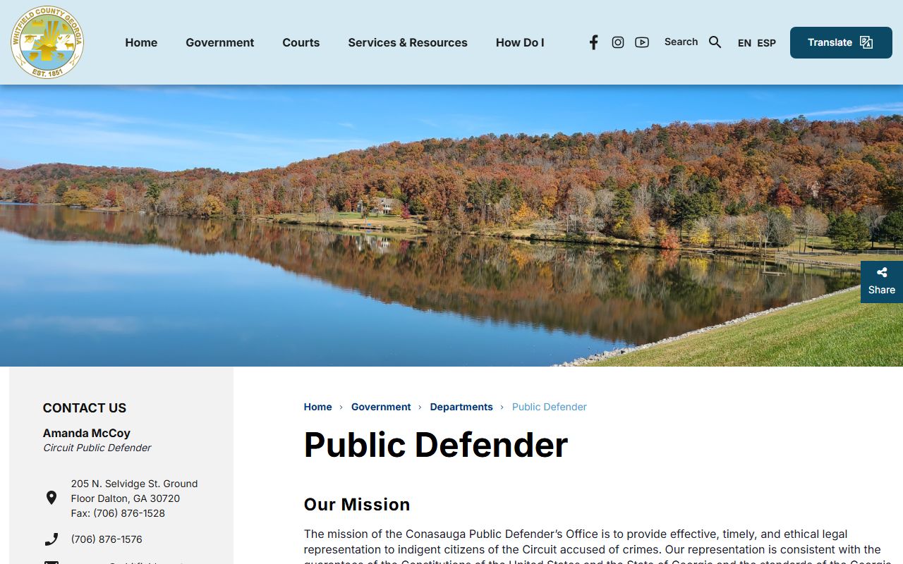 Whitfield County Clerk of Superior Court public defender court context