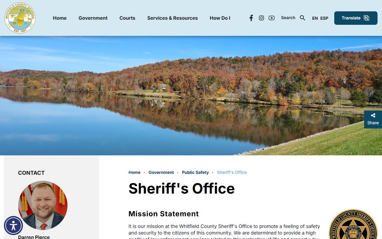 Whitfield County arrest records and court charges Sheriff's Office landing page