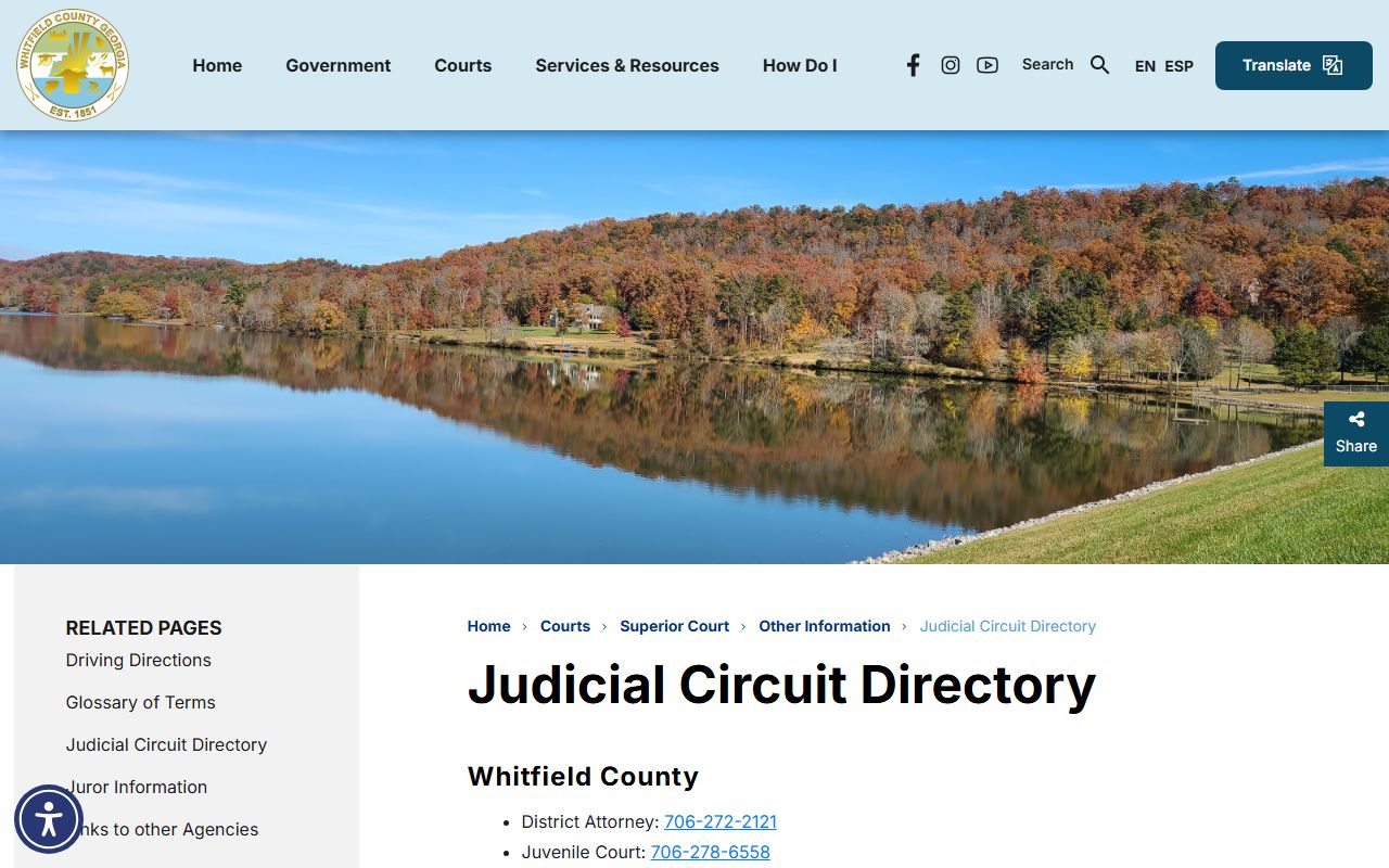 Whitfield County court dockets judicial circuit directory