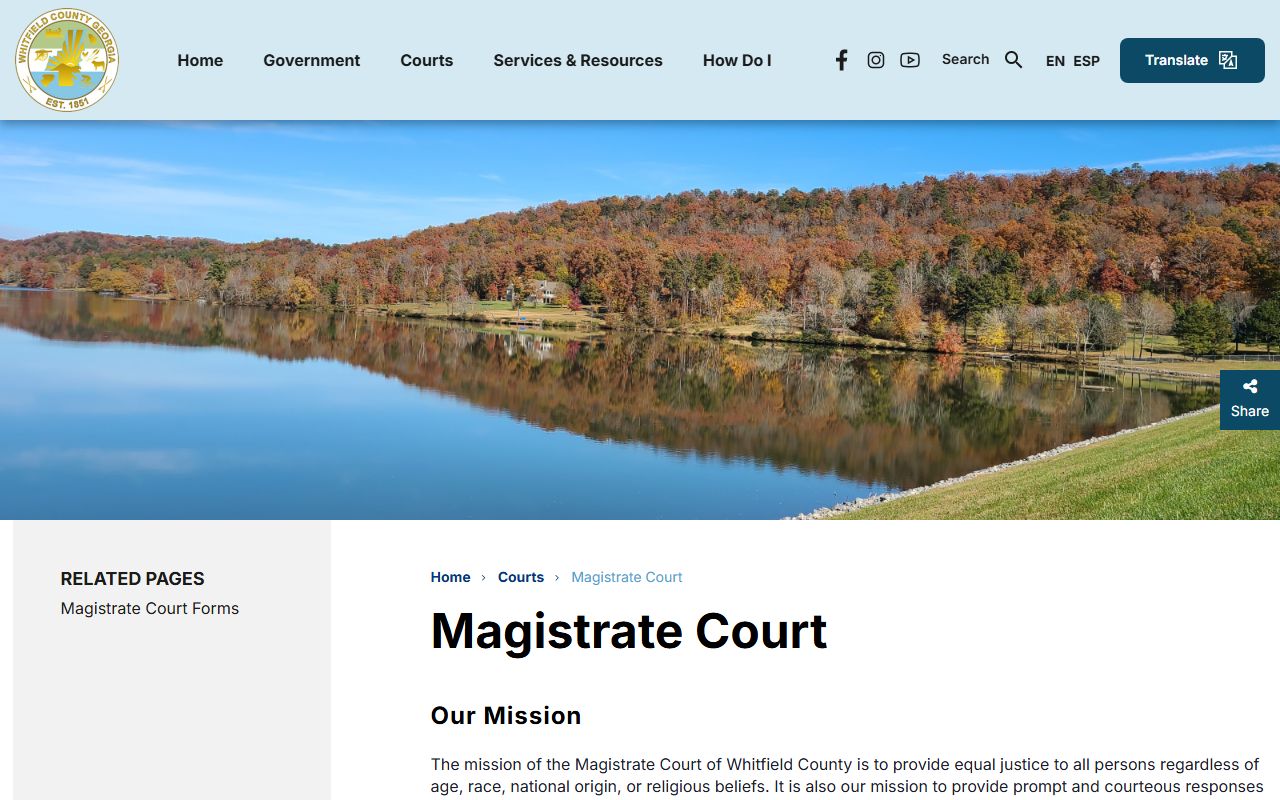 Whitfield County court dockets Magistrate Court page