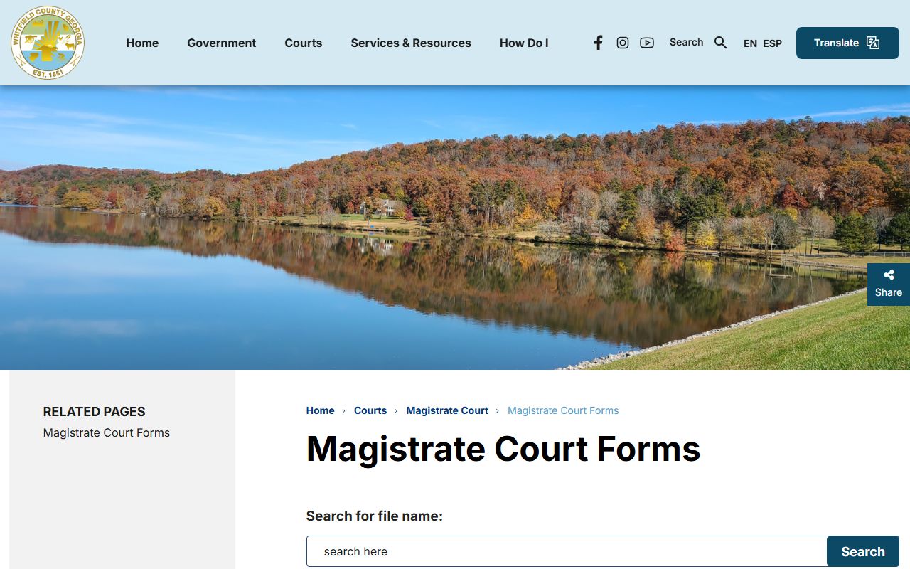 Whitfield County court dockets Magistrate Court forms