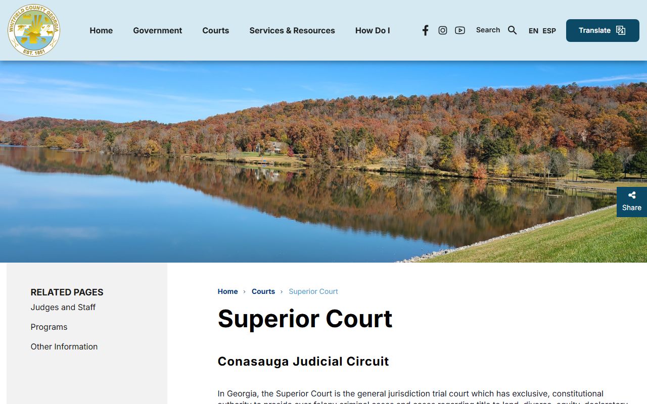 Whitfield County court records Superior Court page