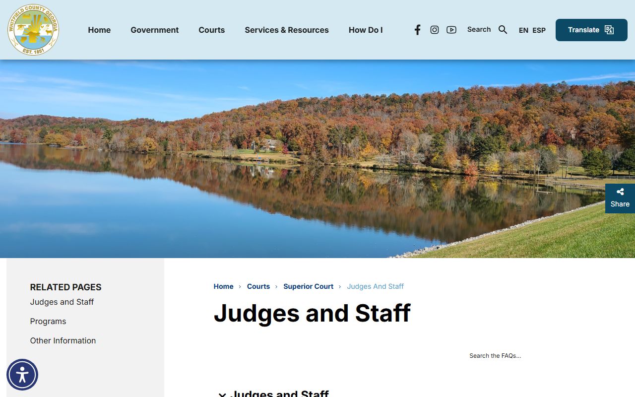 Whitfield County court records Superior Court judges and staff