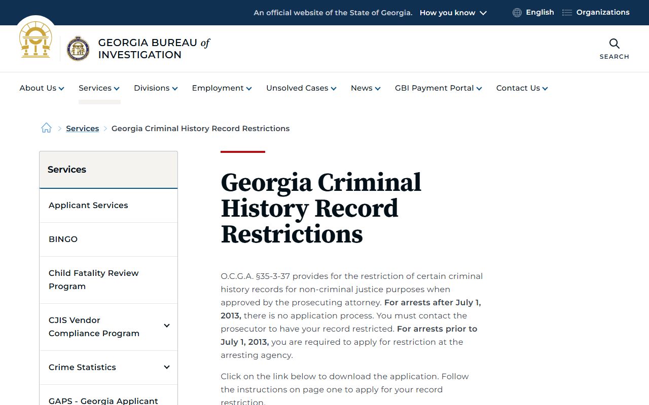 Whitfield County criminal court records GBI record restrictions