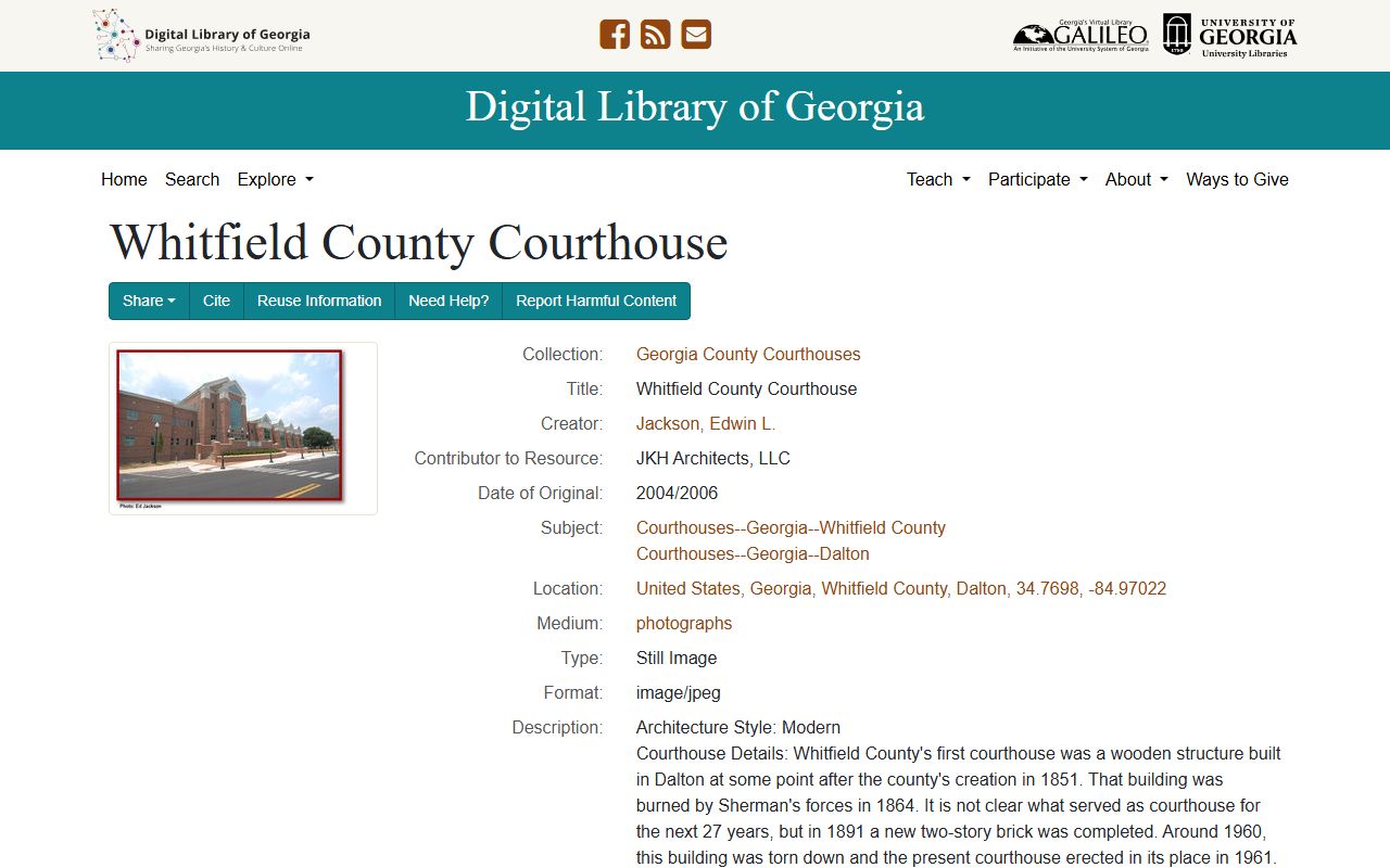 Whitfield County court records Digital Library of Georgia courthouse history