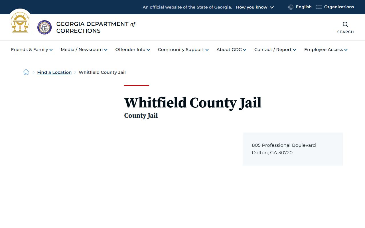 Whitfield County inmate search Georgia DOC Whitfield County Jail profile