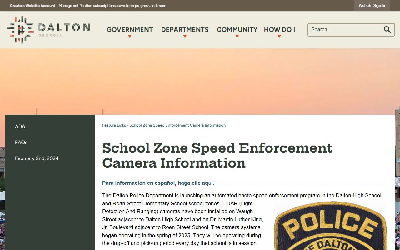 Whitfield County traffic court records Dalton school-zone speed camera citations